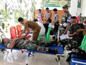 200 Prajurit Kodim 0321 Rohil Ikut Donor Darah